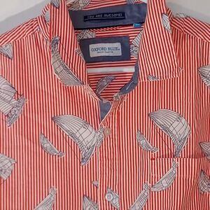Oxford Blue Mens Pink Nautical Sailboat You Are Awesome Button Up shirt Size 2X